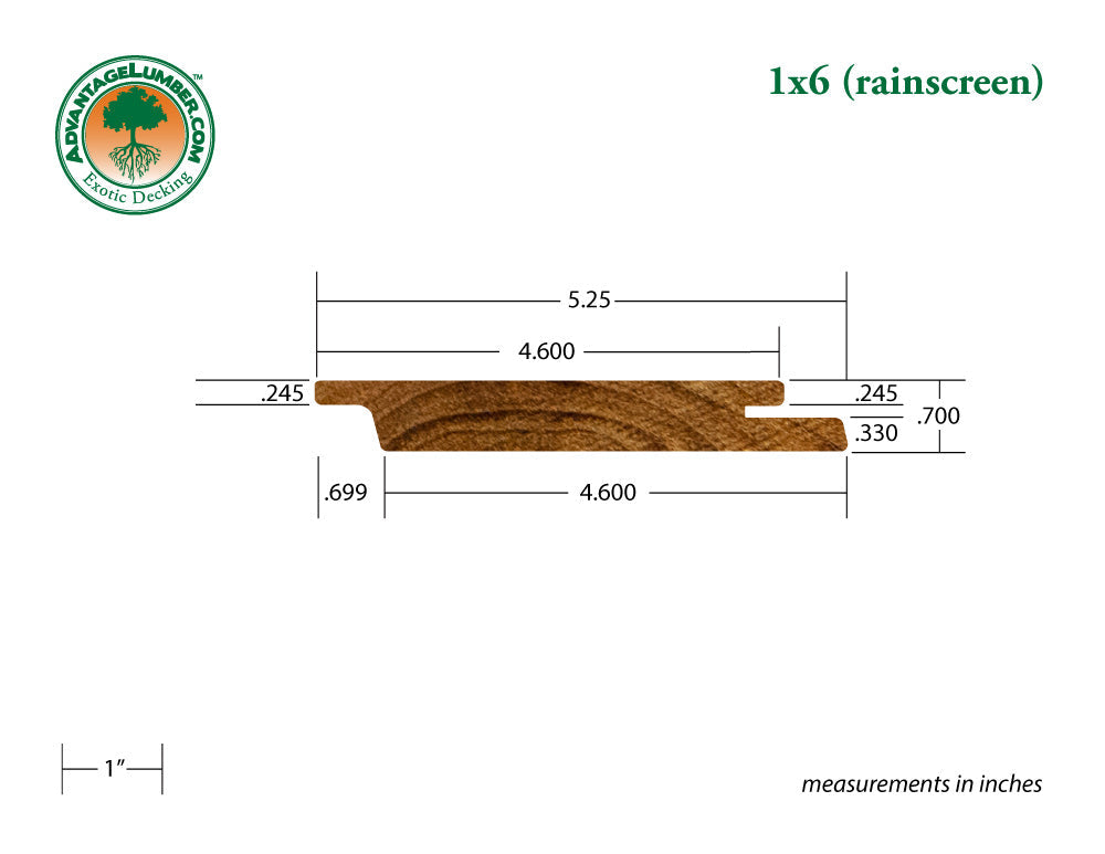 1 x 6 Teak Rainscreen Siding (Select Grade)