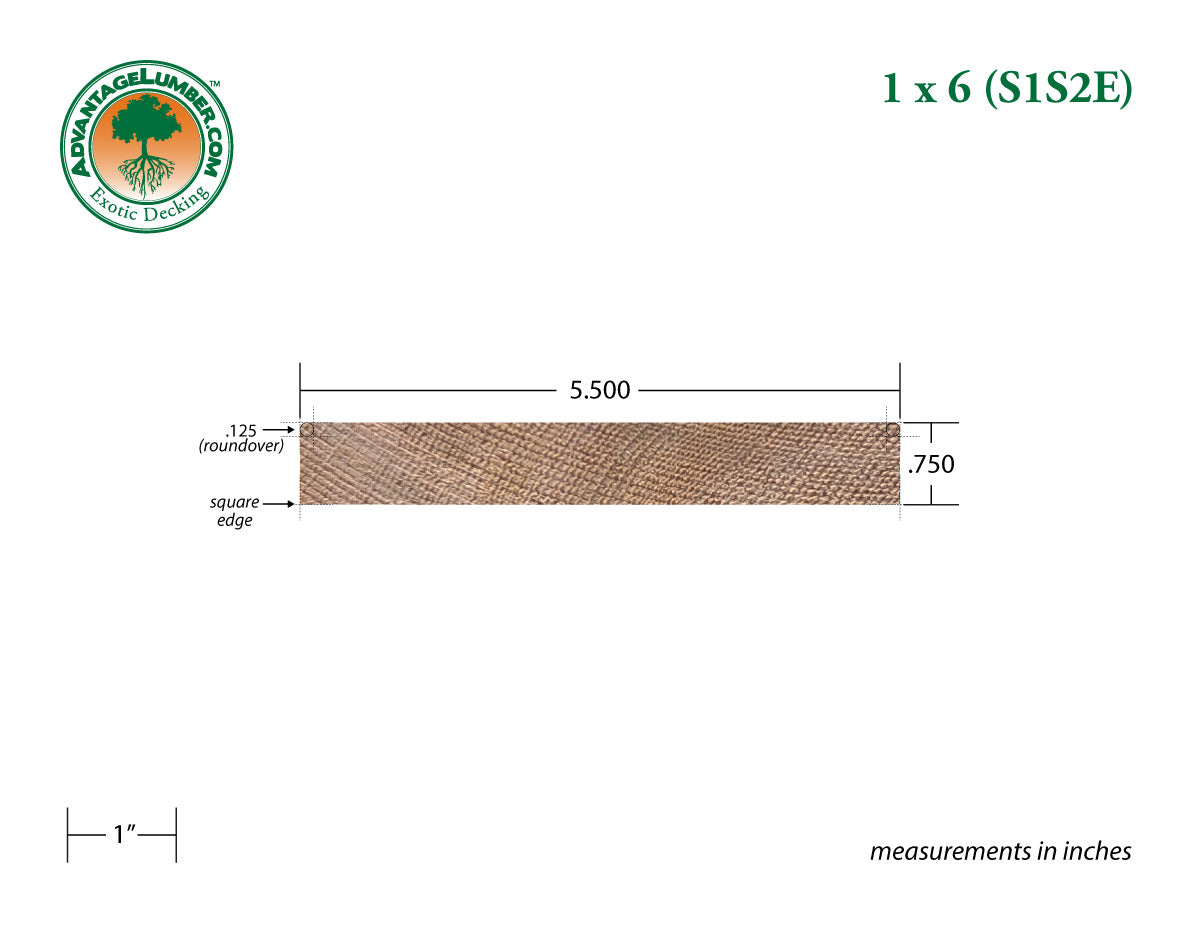 1x6 Western Red Cedar Tongue & Groove - Appearance Grade - S1S2E/KD