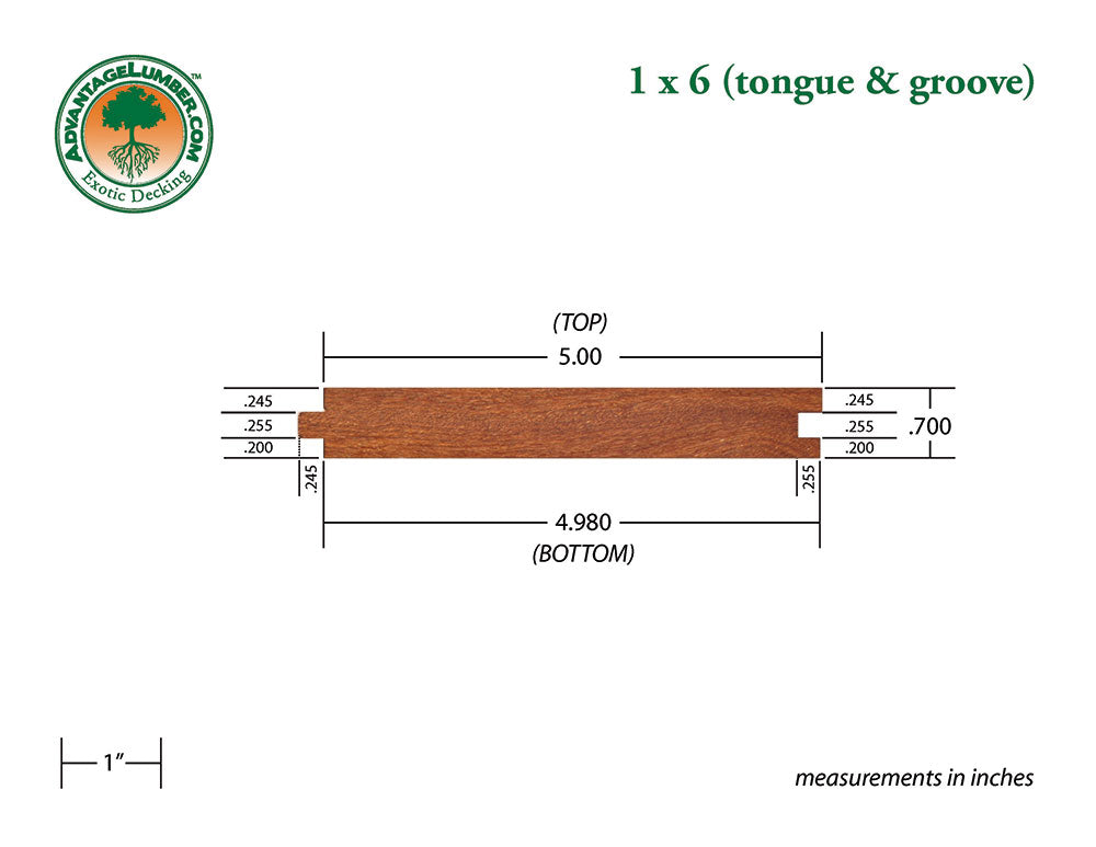 1 x 6 Cumaru Wood T&G Decking