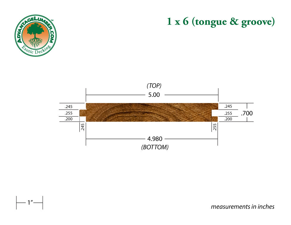 FSC® 1 x 6 Teak - Plantation Wood T&G Square-Edge Decking