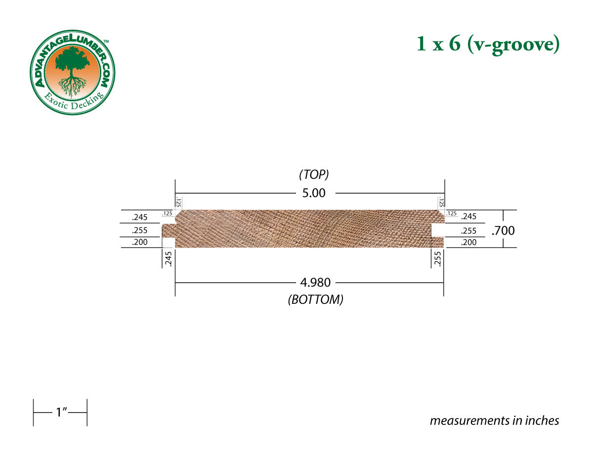 1x6 Western Red Cedar - Sel/Bet - V-Joint T&G/KD