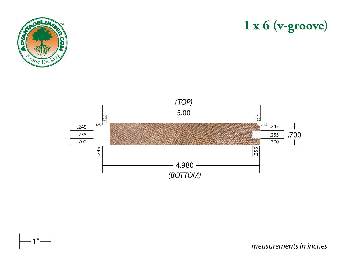 1x6 Western Red Cedar - Sel/Bet - V-Joint T&G/KD