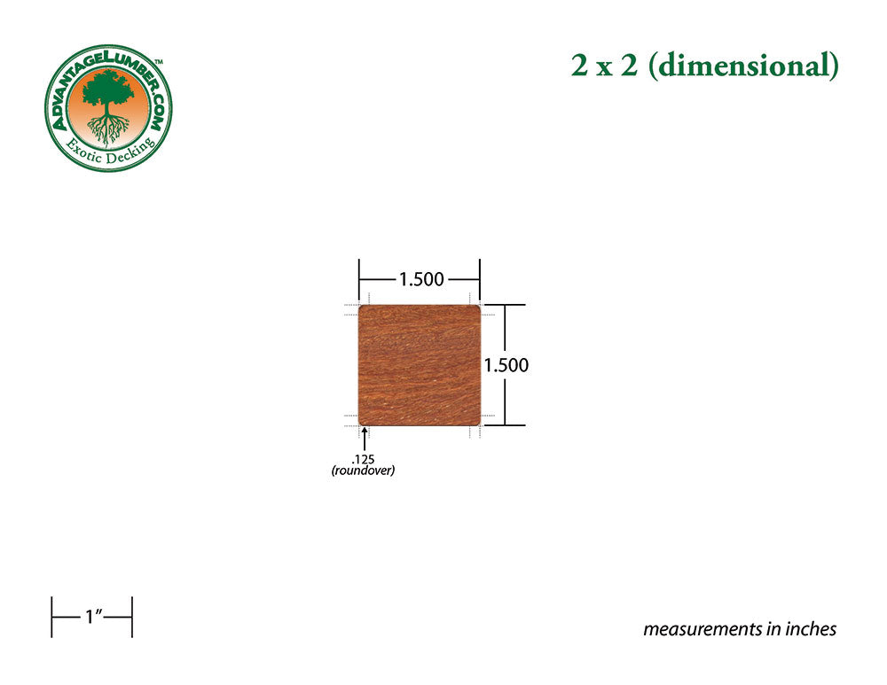 2 x 2 Cumaru Wood