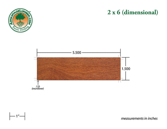 2 x 6 Golden Mahogany™ (Yellow Balau) Wood