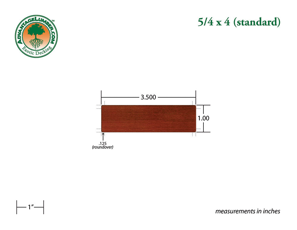 5/4 x 4 Brazilian Redwood (Massaranduba) Wood Decking