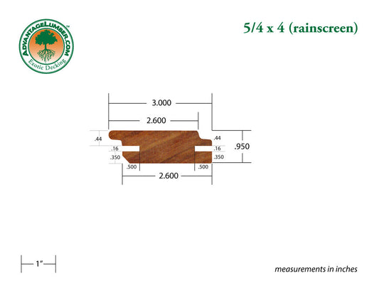 5/4 x 4 Cumaru Rainscreen Siding