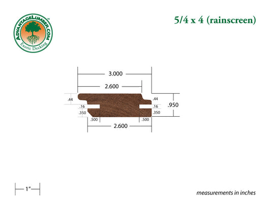 5/4 x 4 Mahogany (Red Balau) Rainscreen Siding