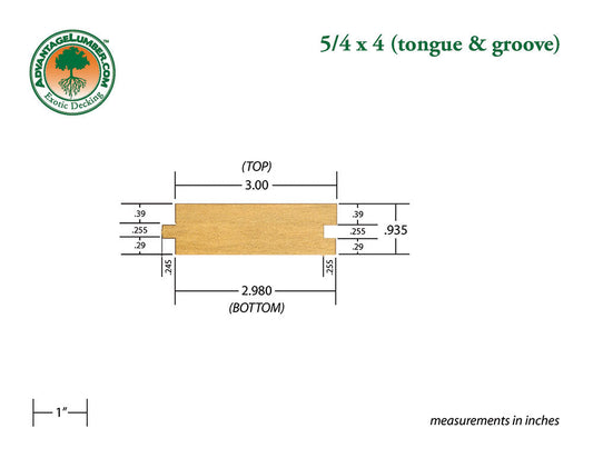 5/4 x 4 Garapa Wood T&G Decking