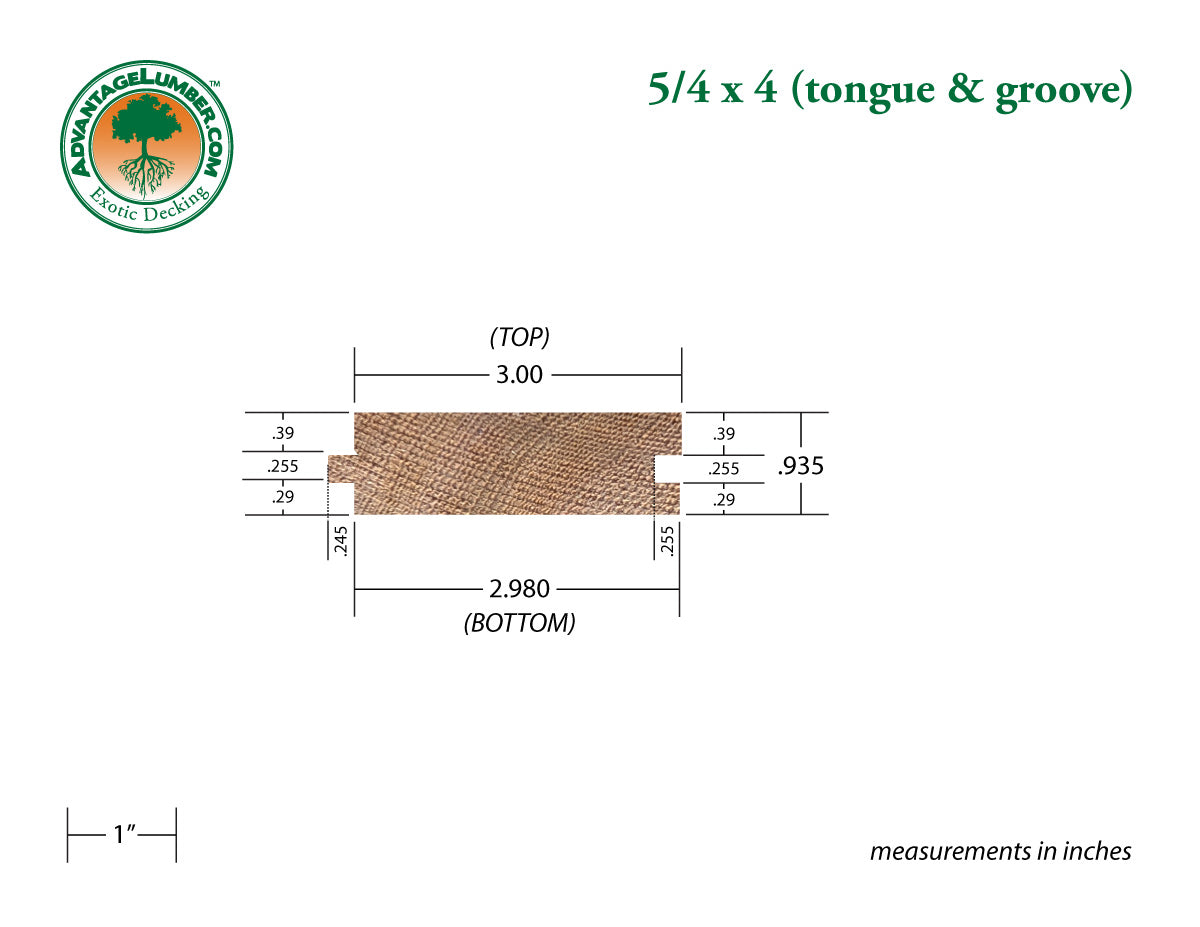 5/4x4 Western Red Cedar Tongue & Groove - Clear Vertical Grain (CVG) - S4S/KD