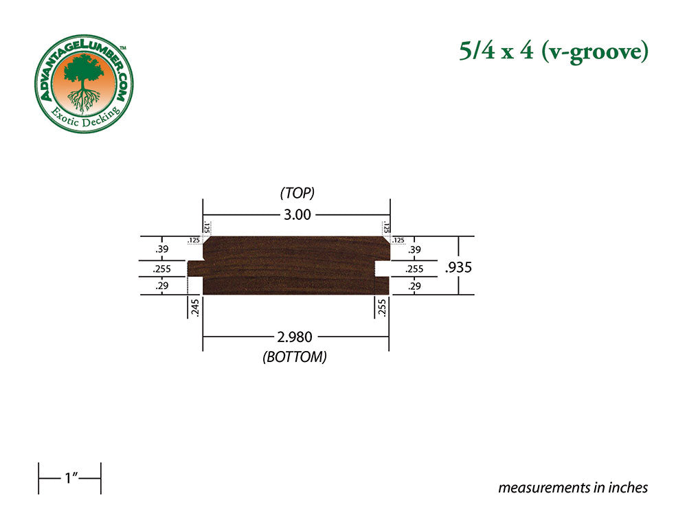 5/4 x 4 Ipe Wood V-Groove