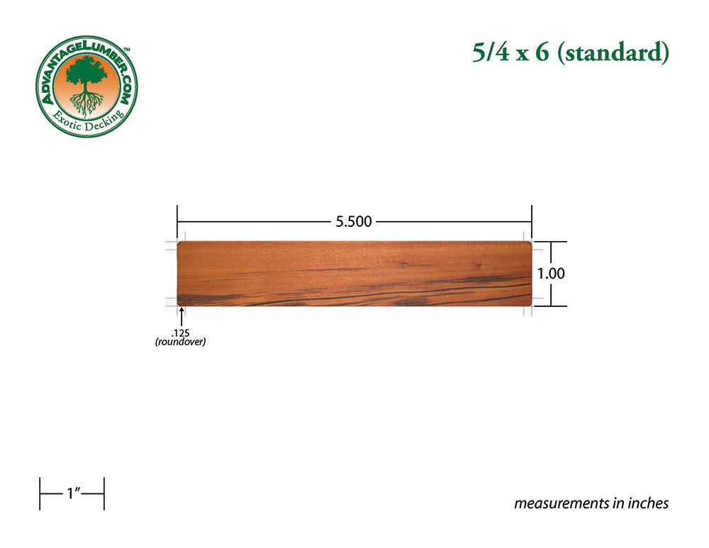 5/4 x 6 Tigerwood Wood Decking Shorts