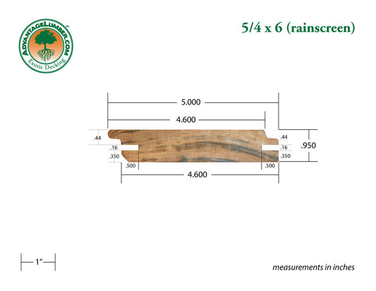 5/4 x 6 Tigerwood Rainscreen Siding