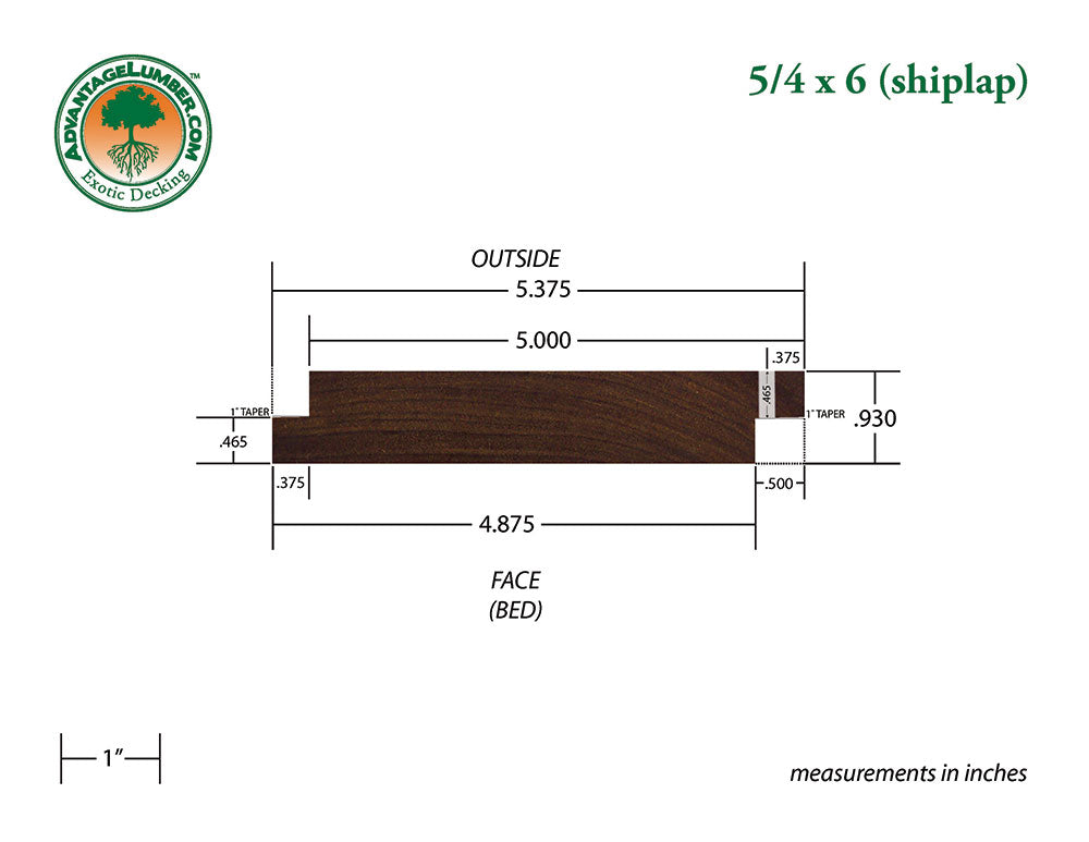 5/4 x 6 Ipe Shiplap Siding