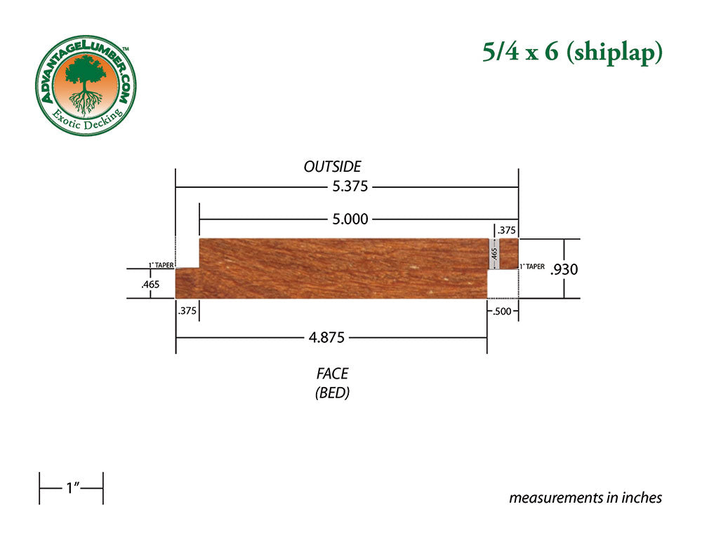 5/4 x 6 Cumaru Shiplap Siding