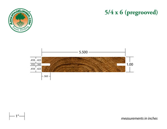 5/4 x 6 Teak Wood Pre-Grooved Decking (Select Grade)