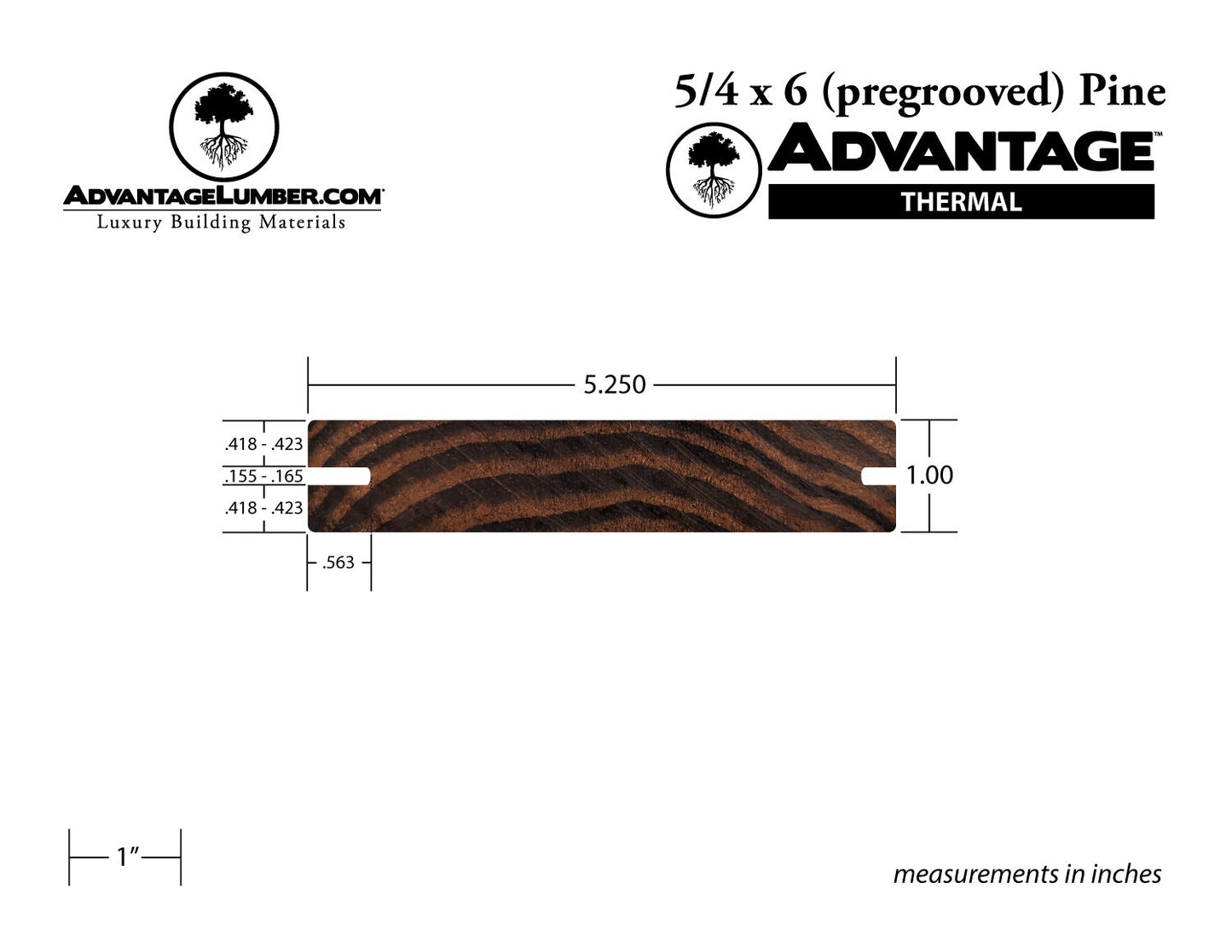 Advantage Thermally Modified Pine, 5/4x6 Pre-Grooved