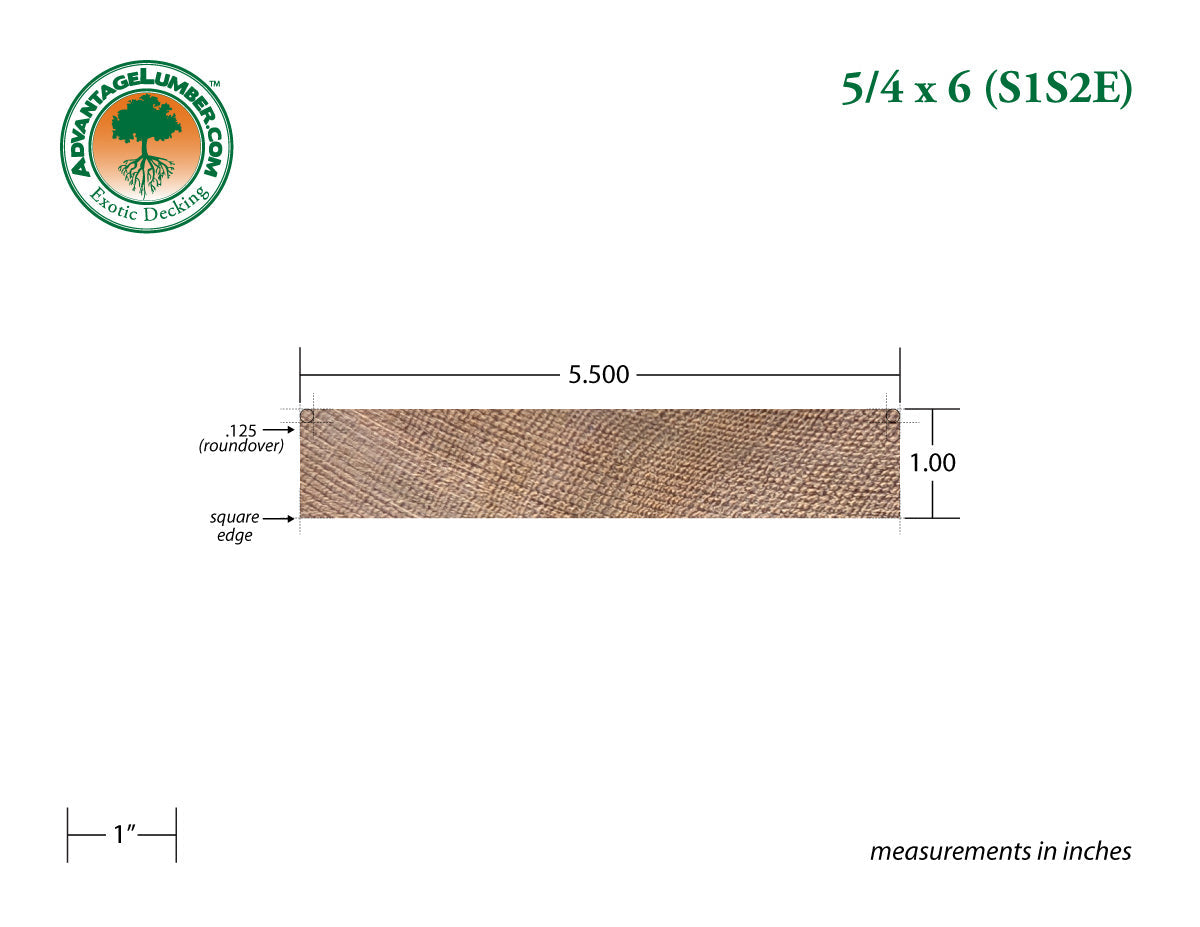 5/4x6 Western Red Cedar - Appearance Grade - S1S2E/KD