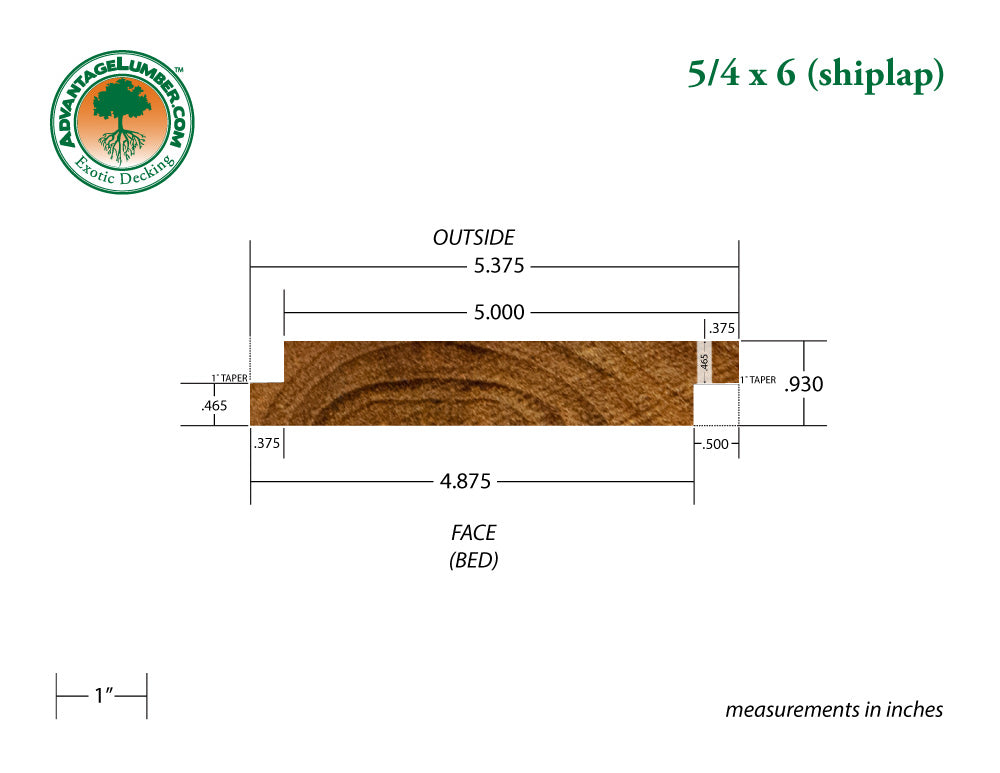 5/4 x 6 Teak Shiplap Siding (Select Grade)