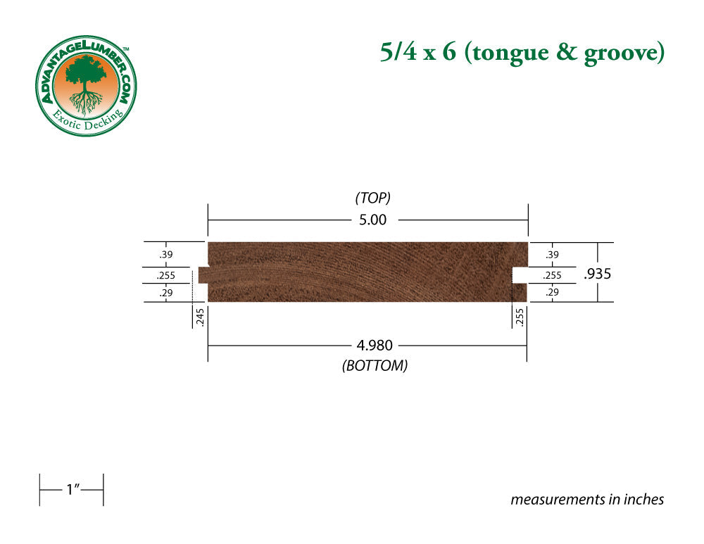 5/4 x 6 Mahogany (Red Balau) Wood T&G Decking