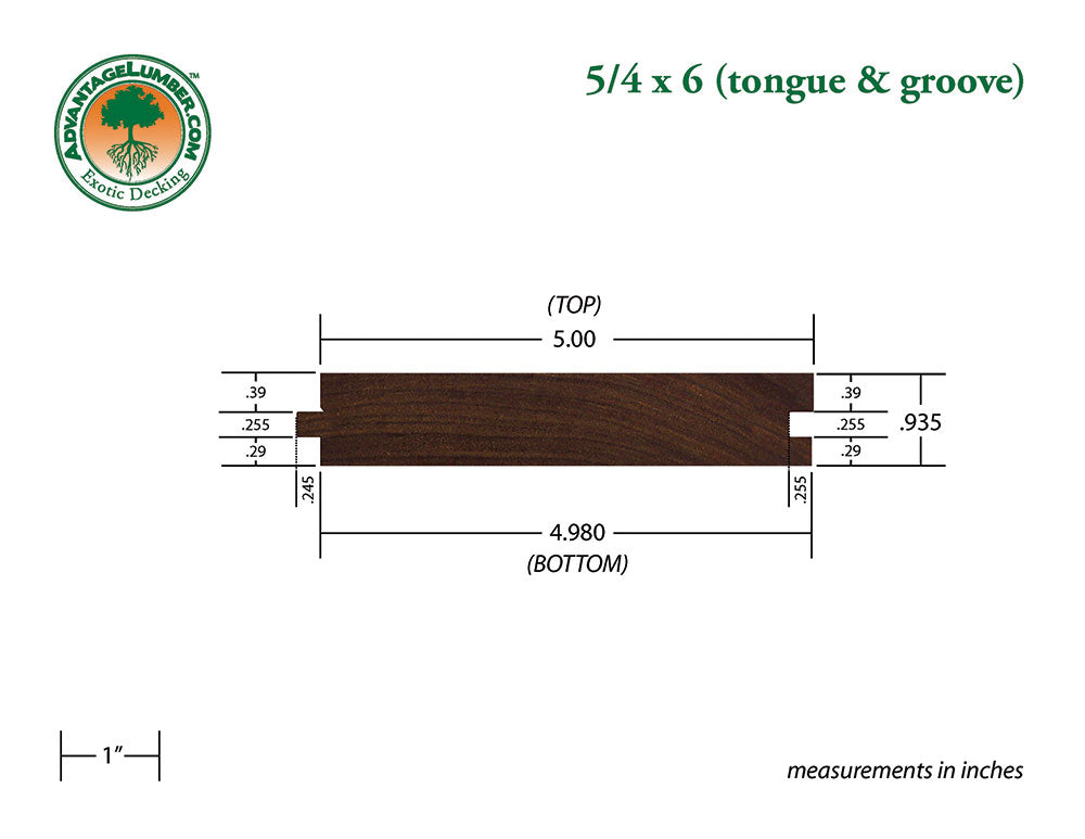 5/4 x 6 Ipe Wood T&G Decking