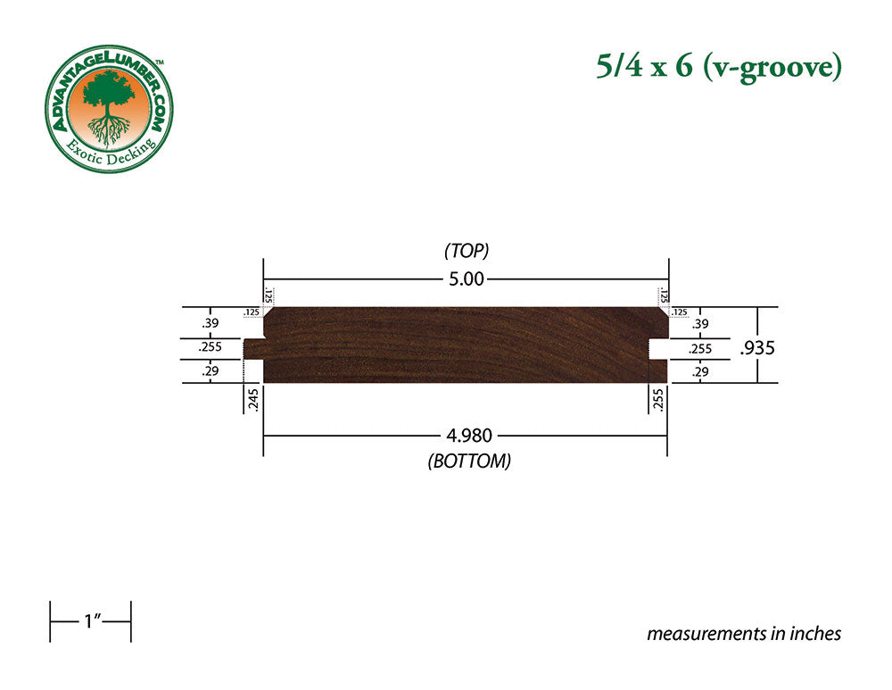 5/4 x 6 Ipe Wood V-Groove