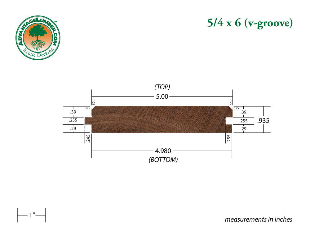 5/4 x 6 Mahogany (Red Balau) Wood V-Groove