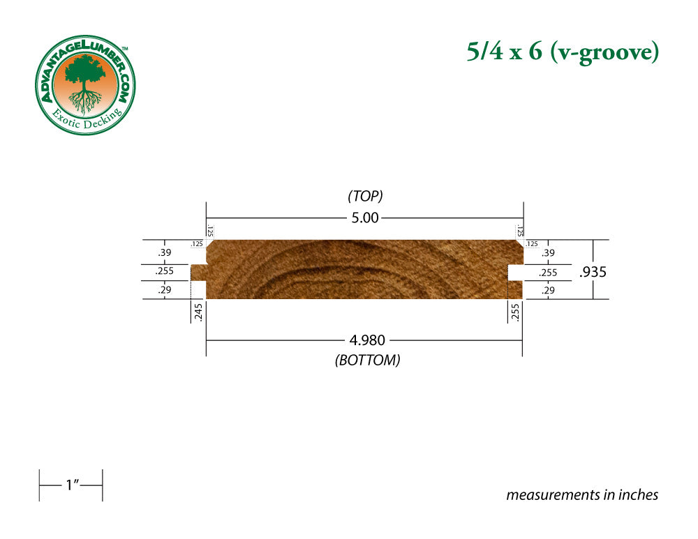 5/4 x 6 Teak Wood V-Groove