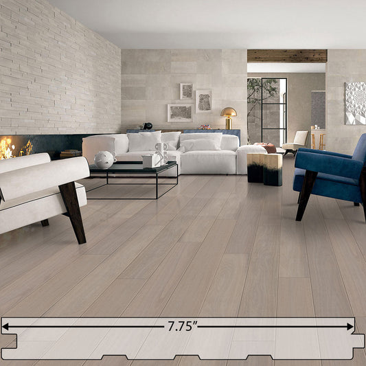 Brazilian Oak (Tauari) Dove Gray Beach Engineered Flooring 7.75″ Prefinished Matte Wire-Brushed, $7.96/sqft