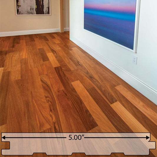 Cumaru (Brazilian Teak) Solid Flooring 5″ Prefinished Satin, $6.69/sqft