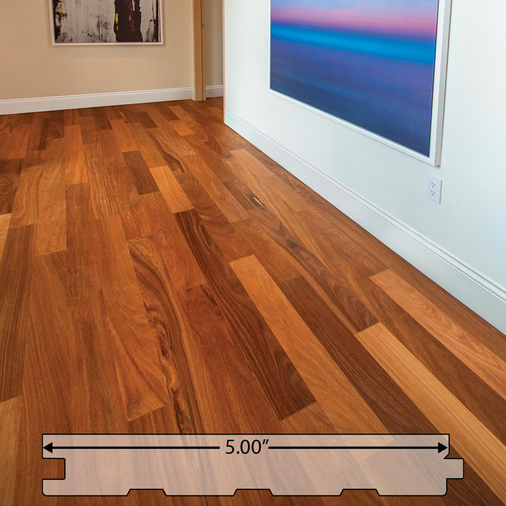 Cumaru (Brazilian Teak) Engineered Flooring 5″ Prefinished Satin, $5.43/sqft