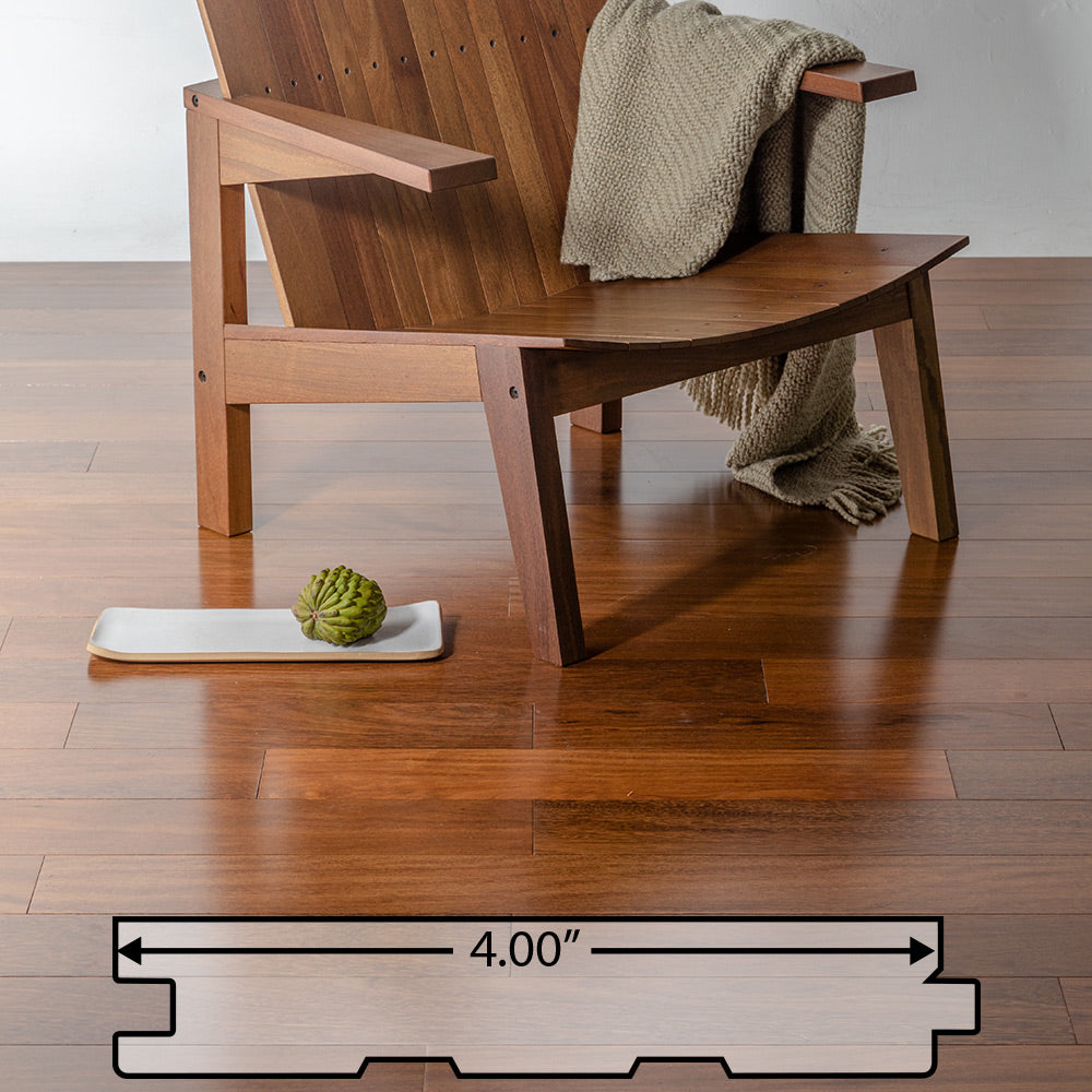Brazilian Chestnut (Sucupira) Solid Flooring 4″ Prefinished Satin, $6.27/sqft