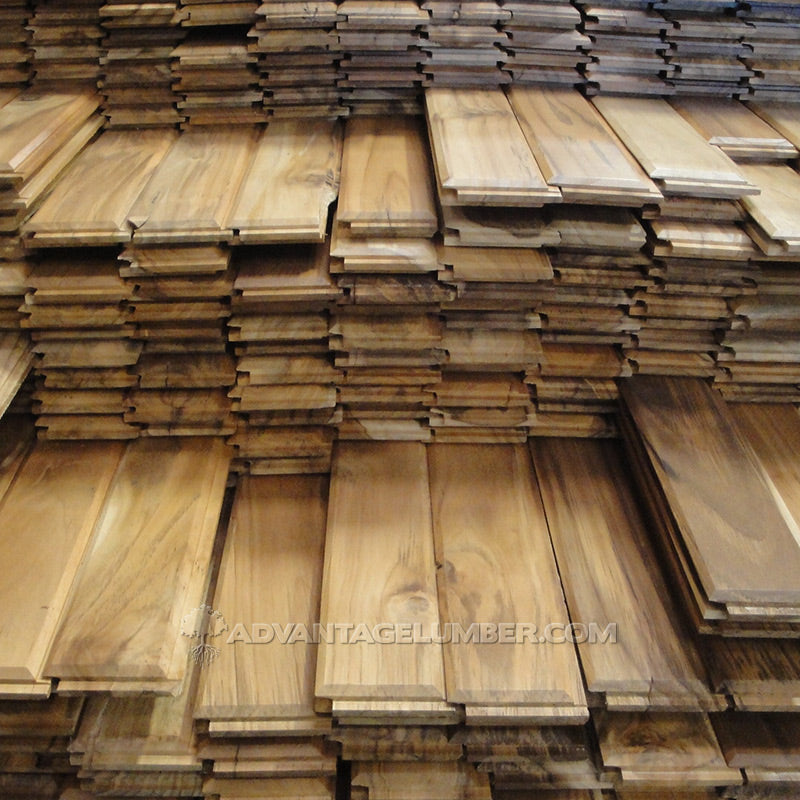 1x6 Plantation Teak End-Matched 60° V-Joint Prefinished, Character Grade