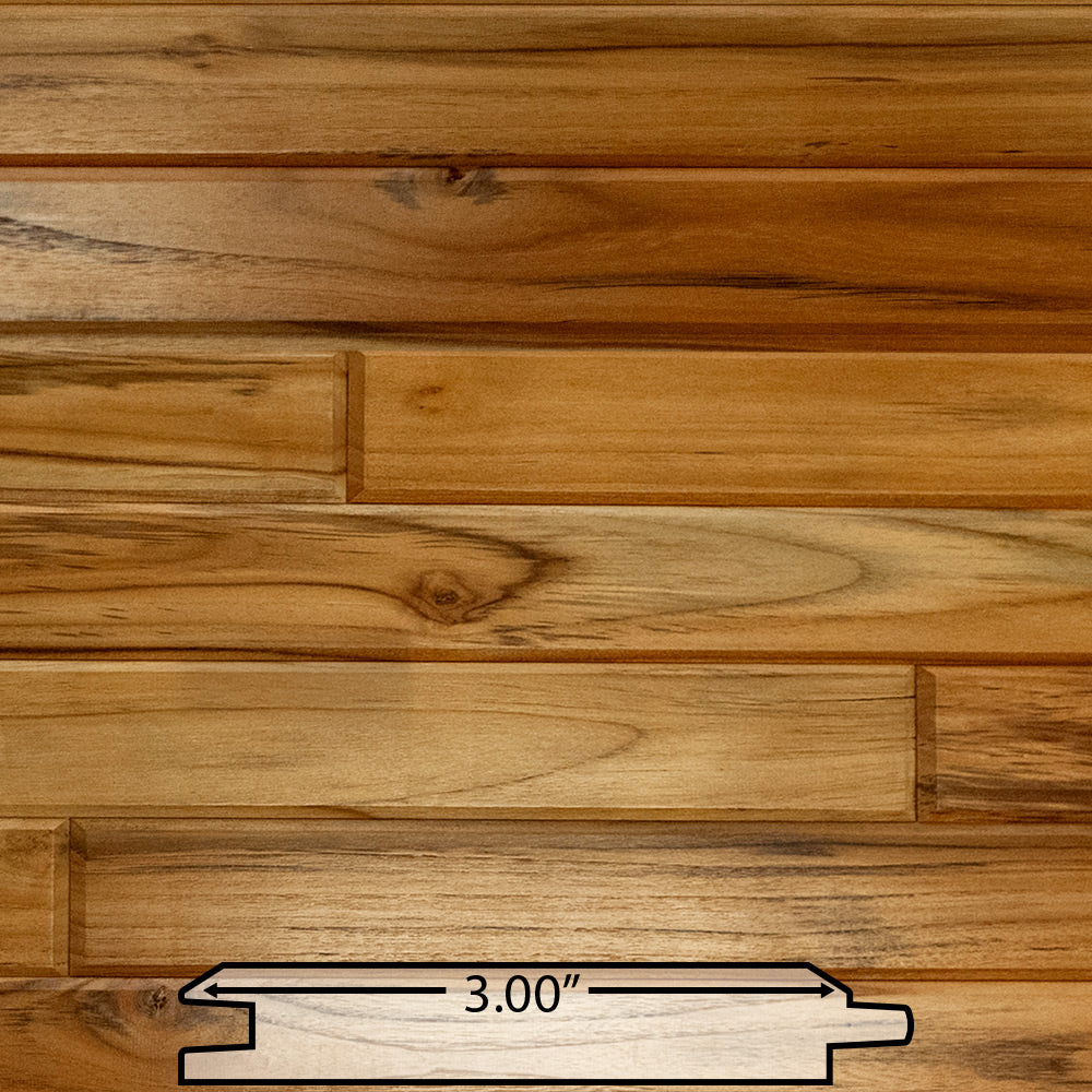 1x4 Plantation Teak End-Matched 60° V-Joint Prefinished, Character Grade Free Sample