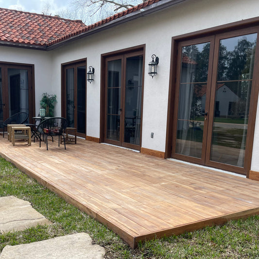 FSC® 1 x 5 Teak - Plantation Wood One Sided Pre-Grooved Decking