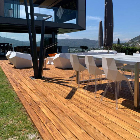 FSC® 1 x 4 Teak - Plantation Wood One Sided Pre-Grooved Decking