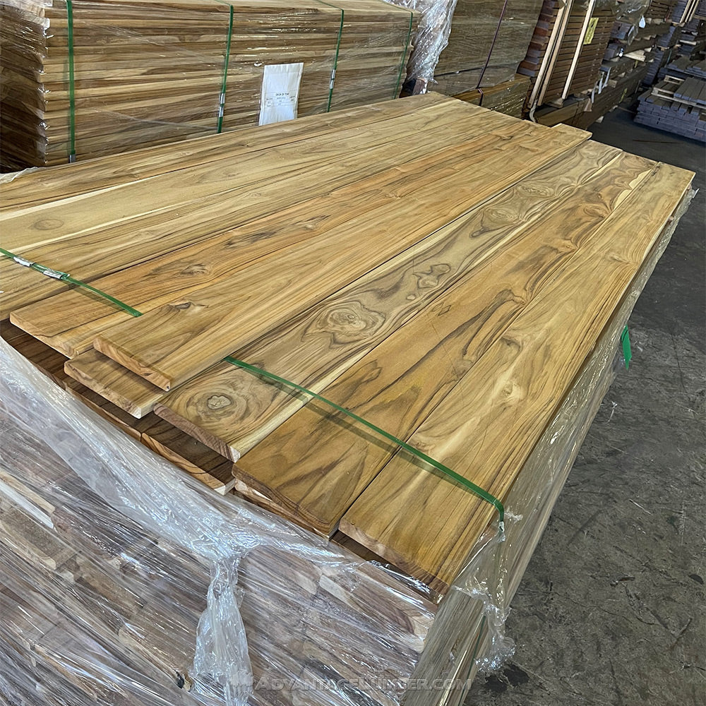 FSC® 1 x 6 Teak - Plantation Wood One Sided Pre-Grooved Decking