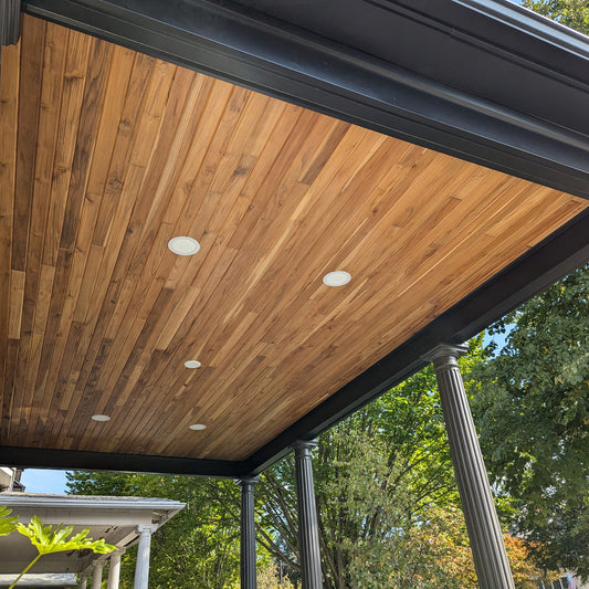 1x4 Plantation Teak End-Matched 60° V-Joint Prefinished, Character Grade Free Sample