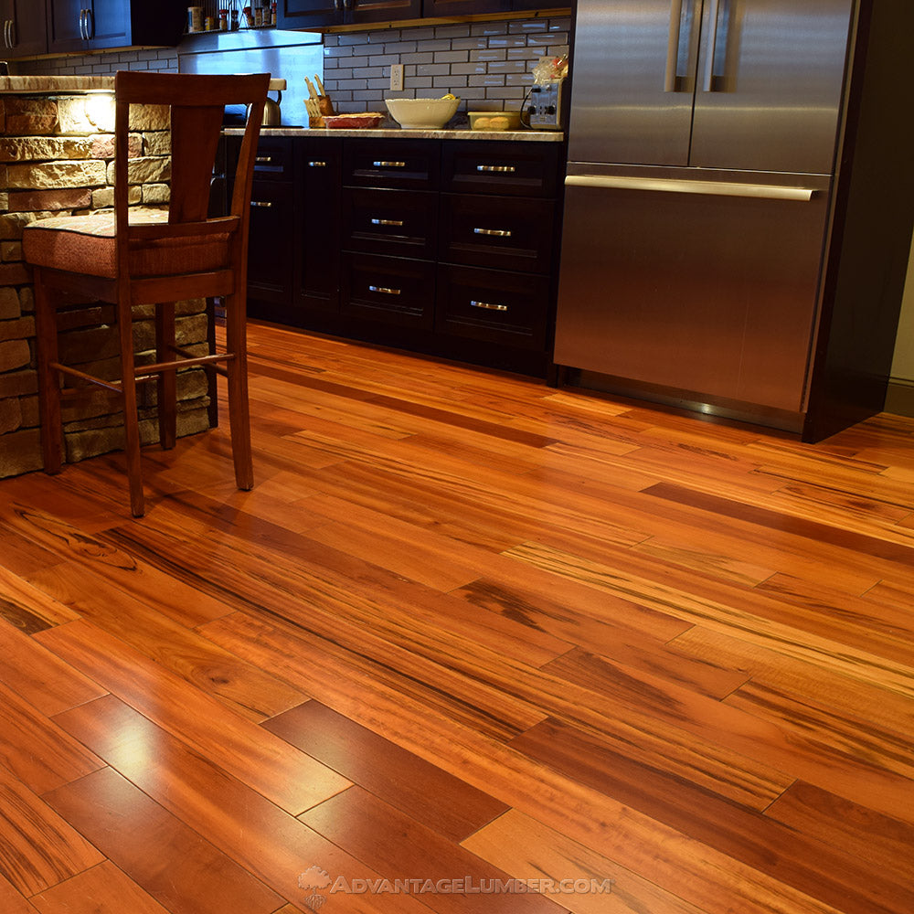 Tigerwood (Goncalo Alves, Muiracatiara, Brazilian Koa) Solid Flooring 5″ Unfinished, $5.48/sqft