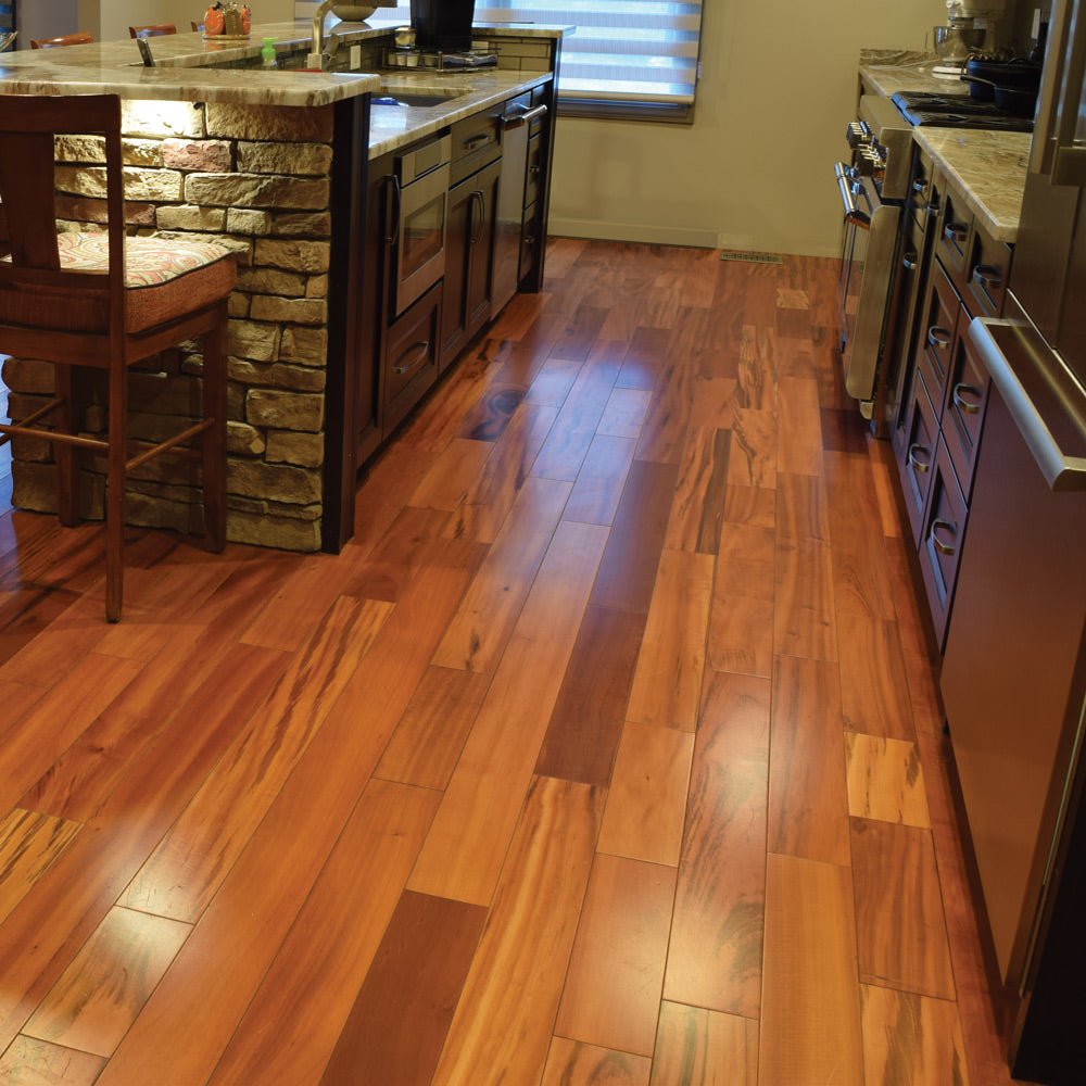 Tigerwood (Goncalo Alves, Muiracatiara, Brazilian Koa) Solid Flooring 0.75″ x 3.25″ Unfinished, $6.24/sqft - Ipe Depot