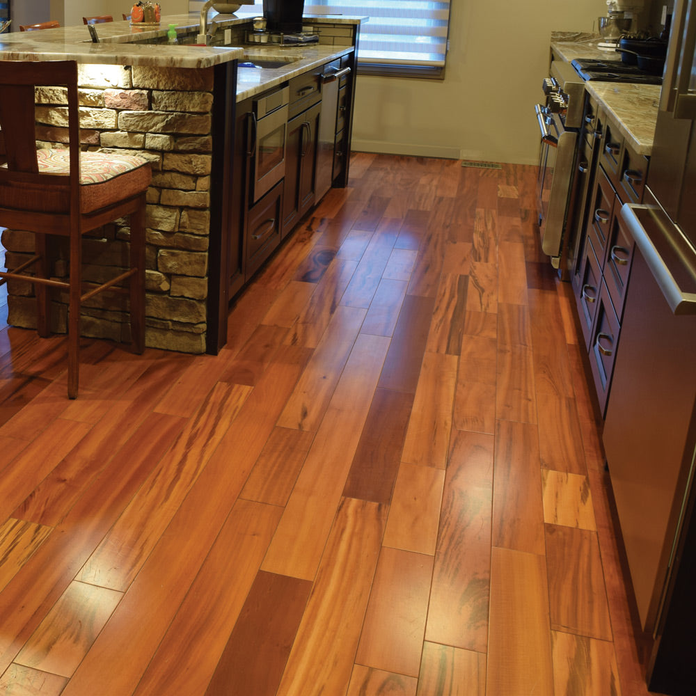 Tigerwood (Goncalo Alves, Muiracatiara, Brazilian Koa) Solid Flooring 5″ Unfinished, $5.48/sqft