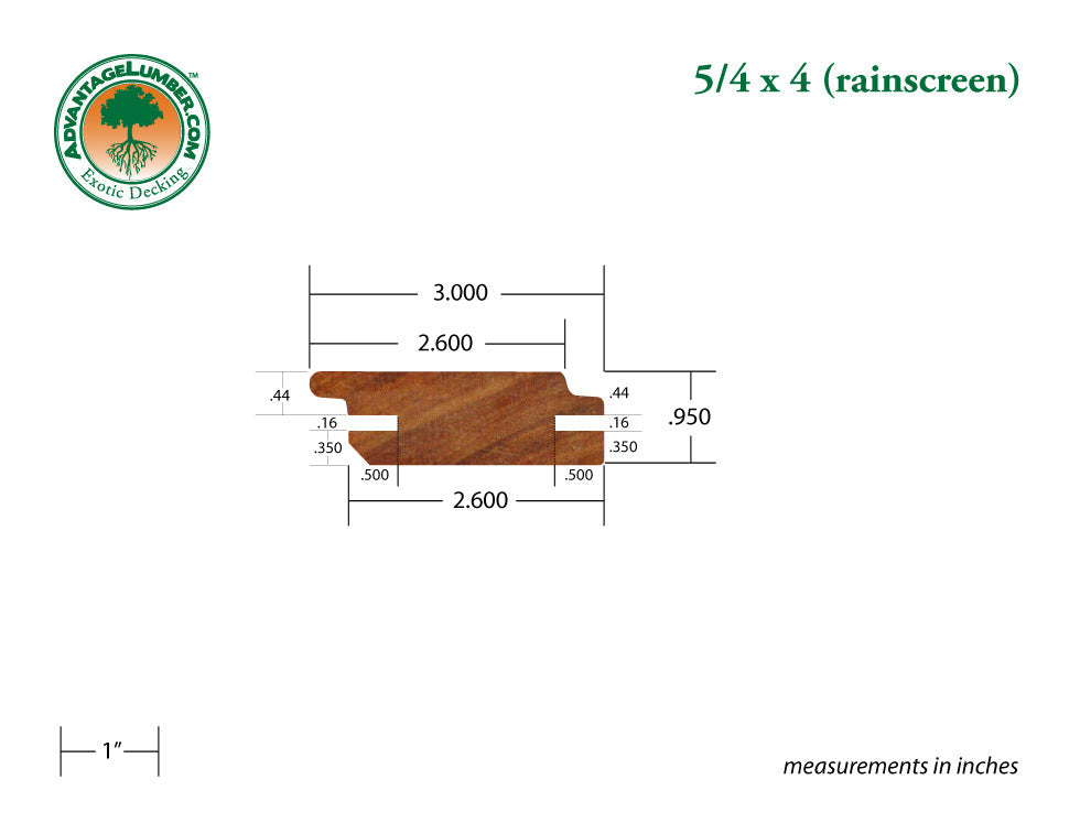 5/4 x 4 Golden Mahogany™ (Yellow Balau) Rainscreen Siding