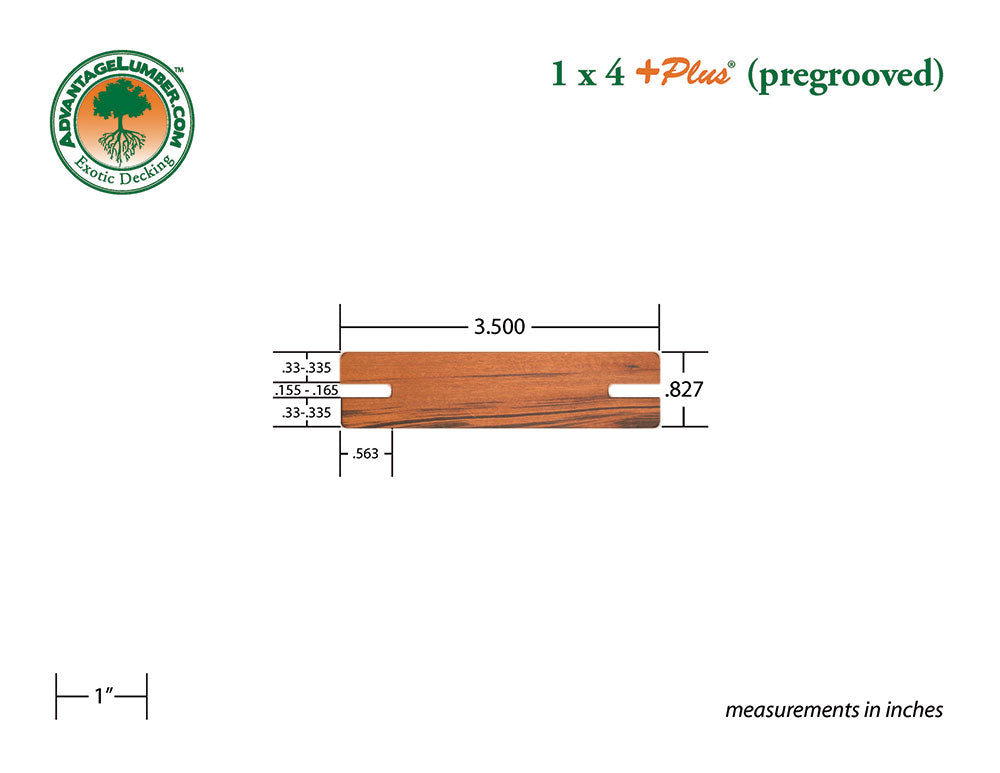 1 x 4 +Plus® Tigerwood Pregrooved Decking (21mm x 4)