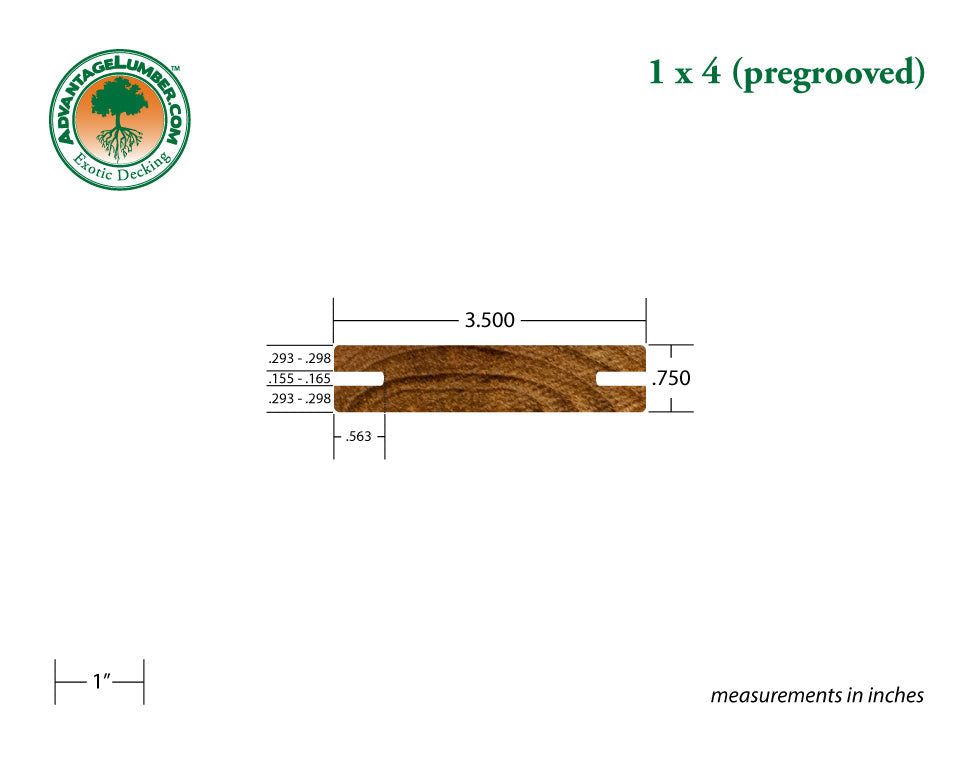 FSC® 1 x 4 Teak - Plantation Pre-Grooved Decking