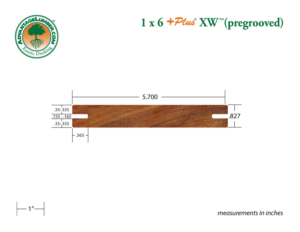1 x 6 +Plus® XW™ Cumaru Wood Pregrooved Decking (21mm x 145mm)
