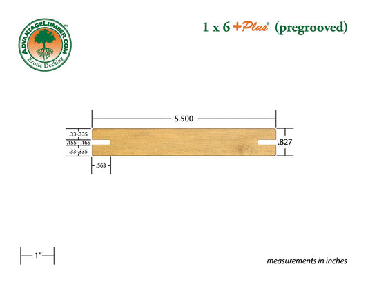 1x6 +Plus® Garapa Pre-Grooved 6'-18' Deck Surface Kit