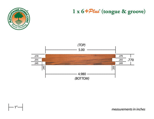 1x6 +Plus® Tigerwood Tongue & Groove 6'-18' Deck Surface Kit