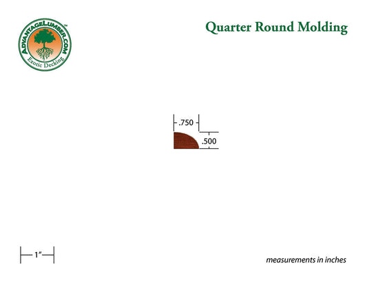 Brazilian Redwood (Massaranduba) Quarter-Round Molding