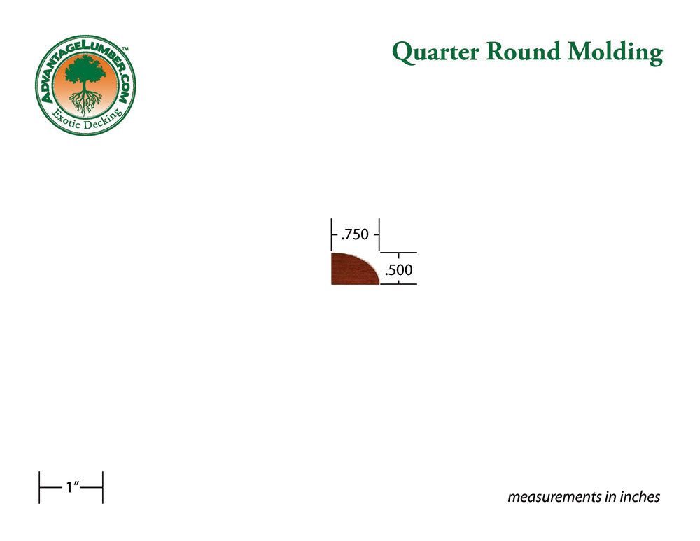 Brazilian Redwood (Massaranduba) Quarter-Round Molding